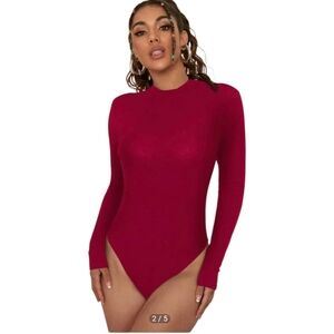 SHEIN BAE Mock Neck Open Back Bodysuit